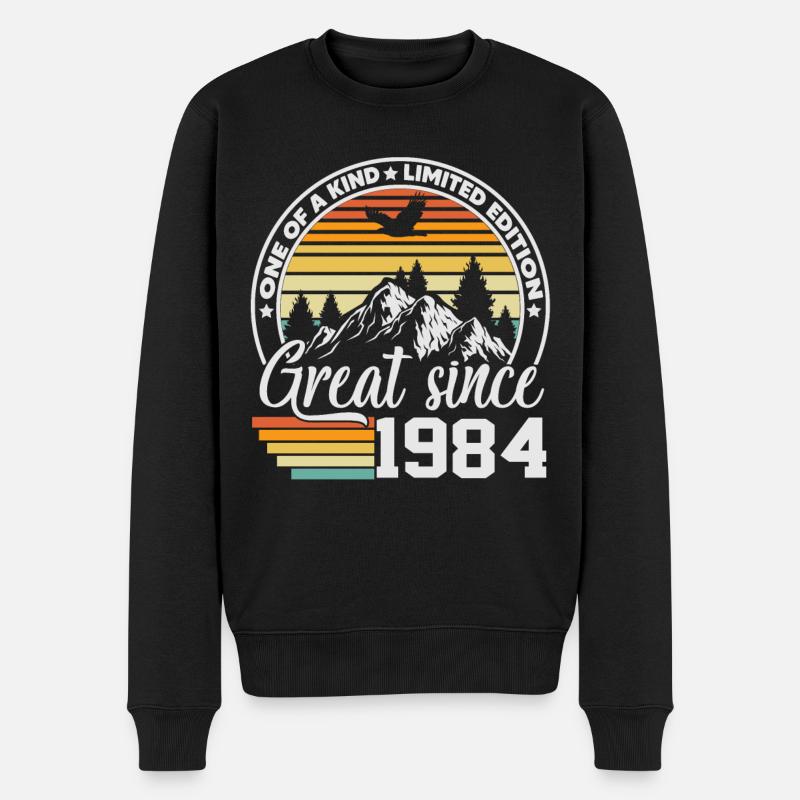 1984 geboren Jahrgang Geburtstag Geschenk Retro - Männer Premium Bio Pullover - Schwarz
