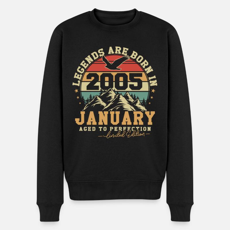 Januar 2005 Vintage Geburtstag 2005 Geschenk - Männer Premium Bio Pullover - Schwarz