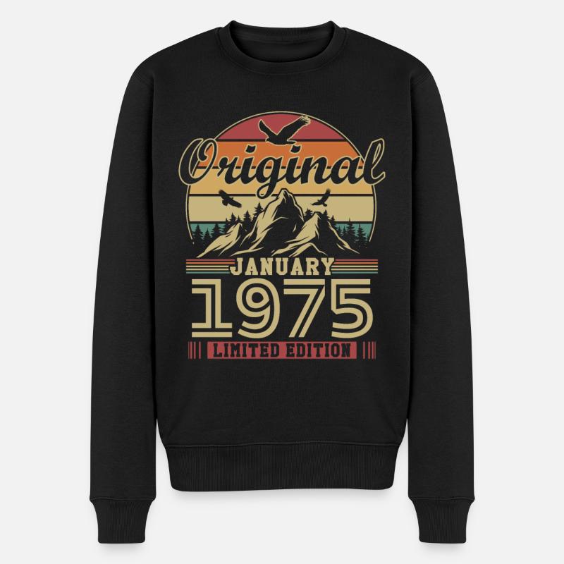 Jahrgang Januar 1975 Vintage Geburtstagsgeschenk - Männer Premium Bio Pullover - Schwarz