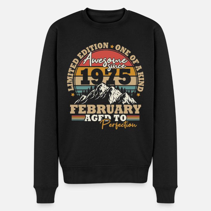Februar 1975 Vintage Retro Geburtstagsgeschenk - Männer Premium Bio Pullover - Schwarz
