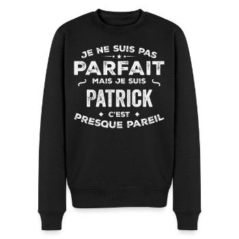 Patrick Ein Vorname, eine Geschichte, eine Persönlichkeit - Männer Premium Bio Pullover - Schwarz - Vorne - Nico (187cm)