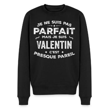 Valentin Ein Vorname, eine Geschichte, eine Persönlichkeit - Männer Premium Bio Pullover - Schwarz - Vorne - Nico (187cm)