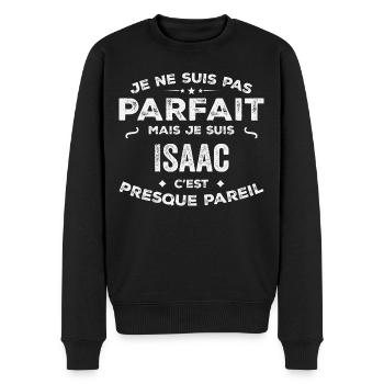 Isaac Ein Vorname, eine Geschichte, eine Persönlichkeit - Männer Premium Bio Pullover - Schwarz - Vorne - Nico (187cm)