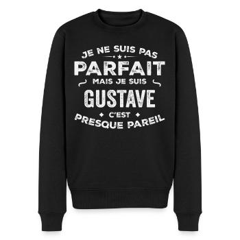 Gustave A first name, a story, a personality - Men's Premium Organic Jumper - black - Front - Nico (187cm)