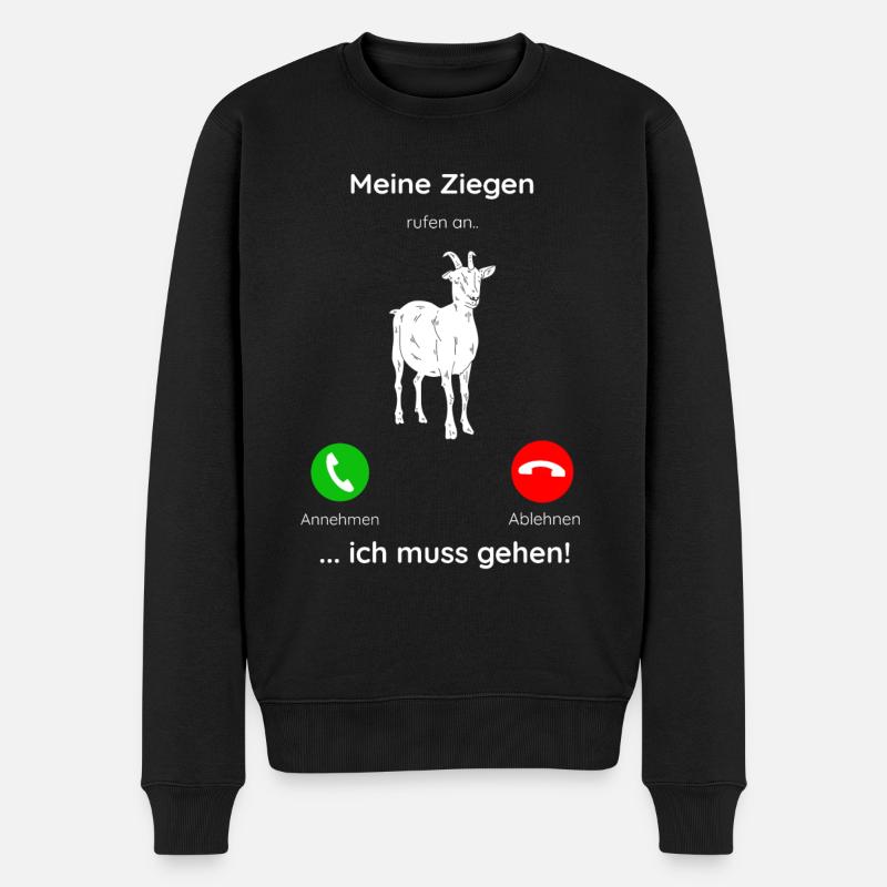 Meine Ziegen rufen an - Männer Premium Bio Pullover - Schwarz