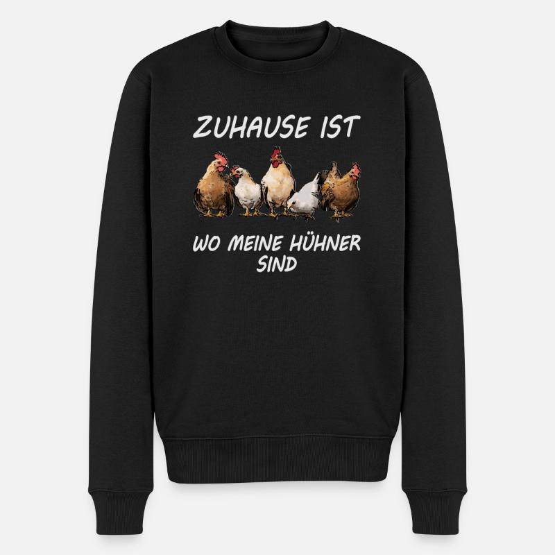 Zuhause ist wo meine Hühner sind - Männer Premium Bio Pullover - Schwarz