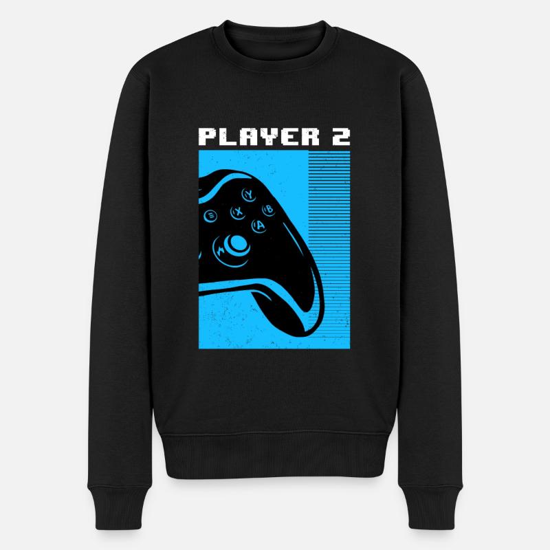 Gamer Player 2 - Männer Premium Bio Pullover - Schwarz