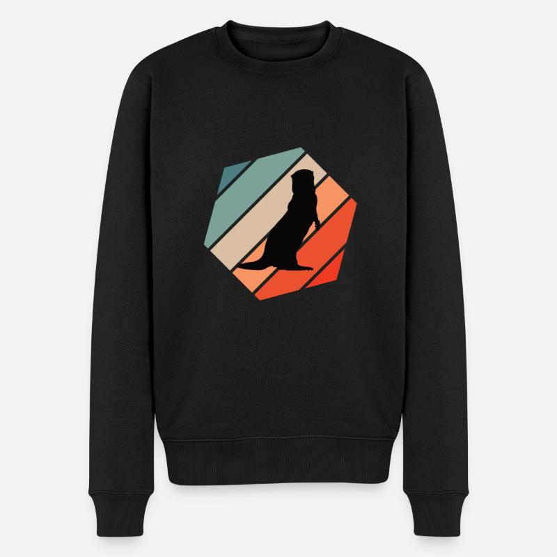 Otter Silhouette Retro - Männer Premium Bio Pullover - Schwarz