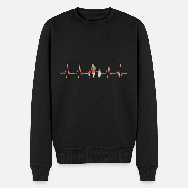 Papa Herzschlag Vintage - Männer Premium Bio Pullover - Schwarz