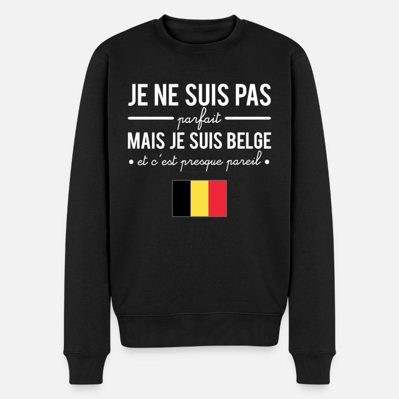 Pas parfait mais belge et c'est presque pareil - Pull Premium bio Homme - noir