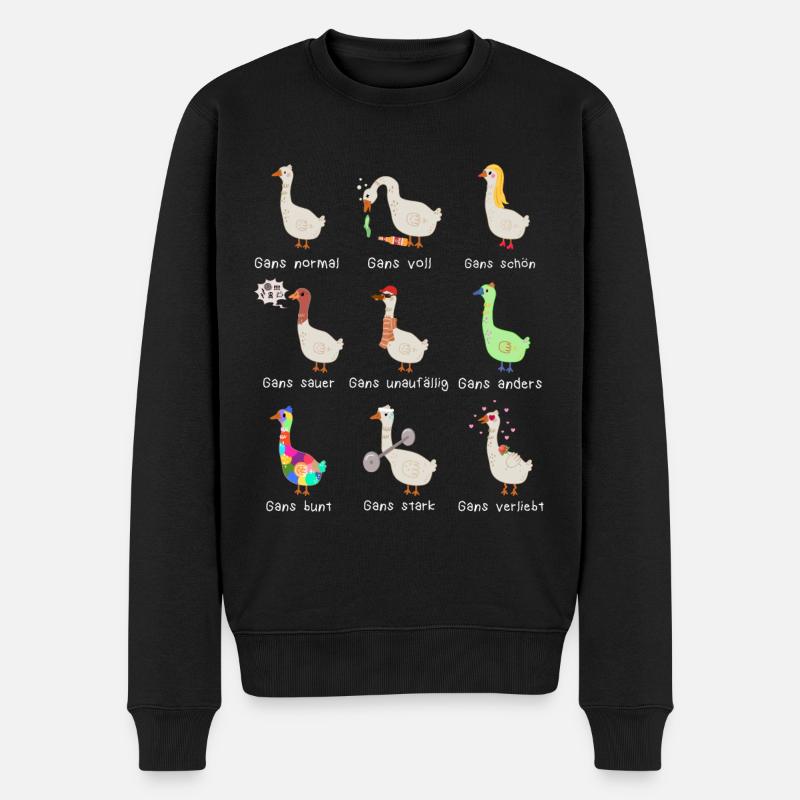 Gans lustige Gänse | Wortspiele und Wortwitze - Männer Premium Bio Pullover - Schwarz