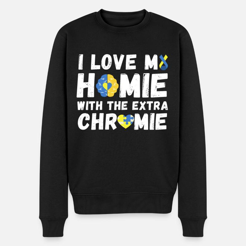 Down-Syndrom-Bewusstsein - Männer Premium Bio Pullover - Schwarz