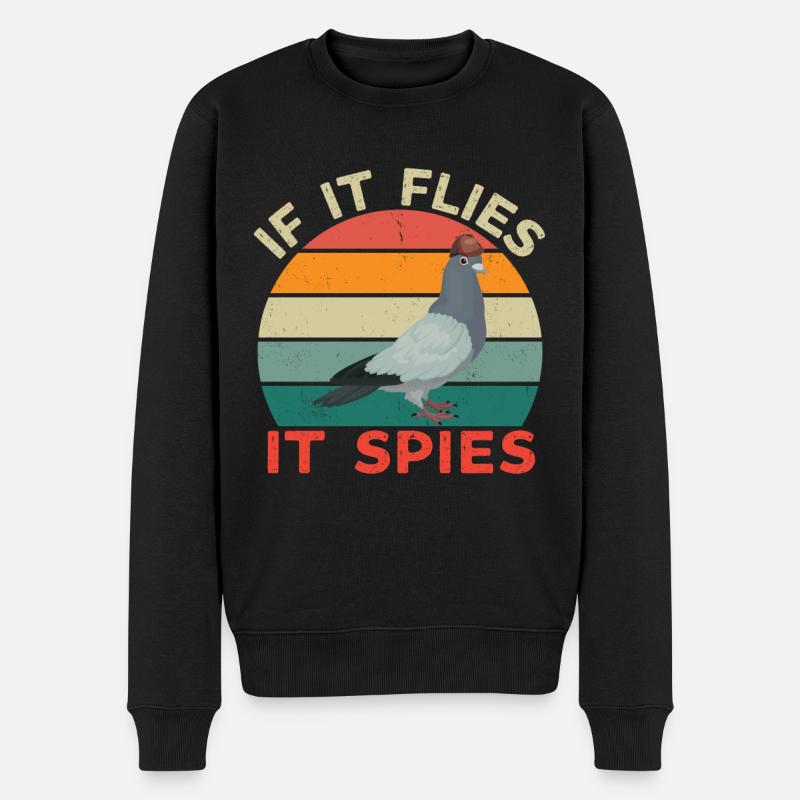 Wenn es fliegt, spioniert es - Vögel sind nicht real - Männer Premium Bio Pullover - Schwarz