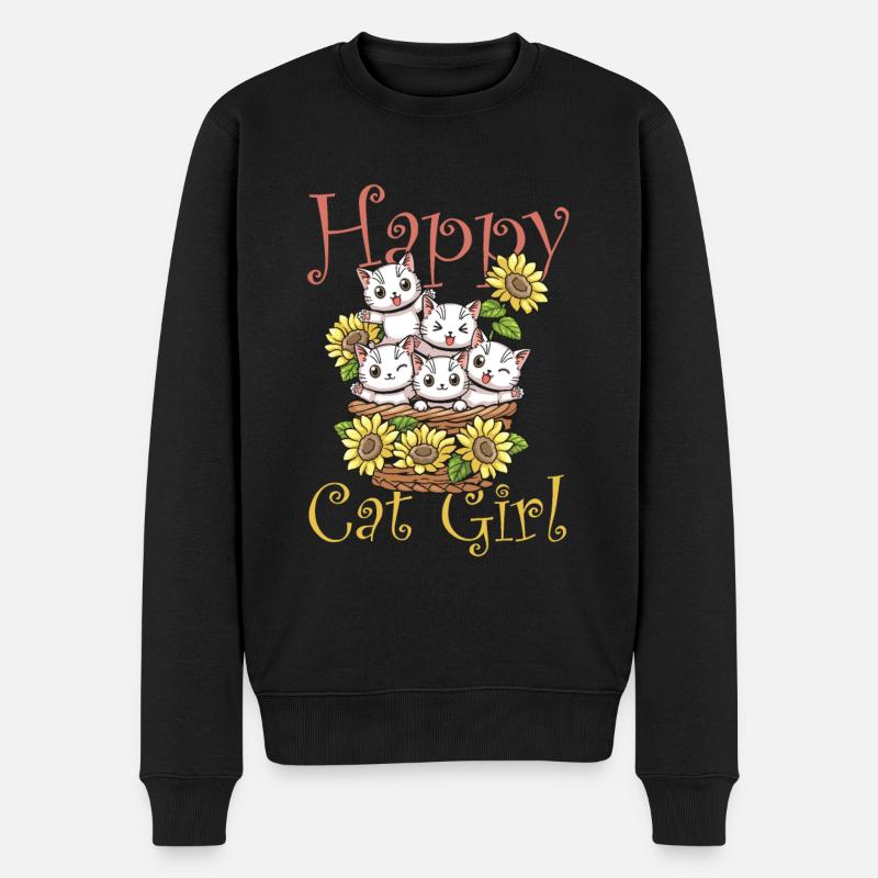 Chat chat heureux Chat Chaton - Pull Premium bio Homme - noir