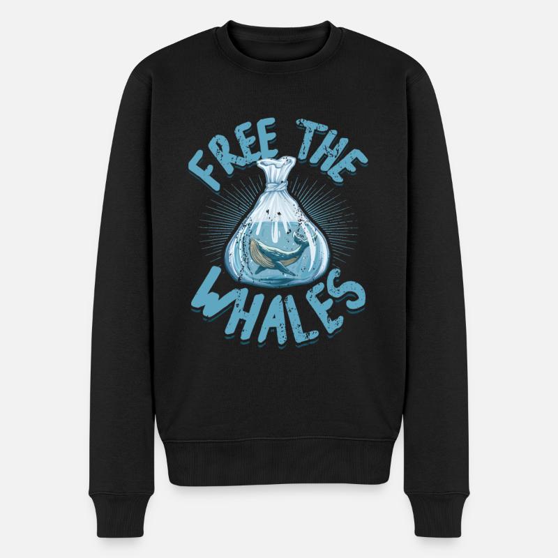 Libérez les baleines - Pull Premium bio Homme - noir