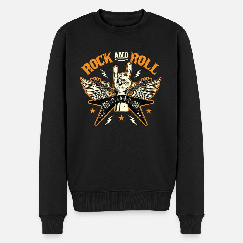 Rock'n'Roll - Männer Premium Bio Pullover - Schwarz