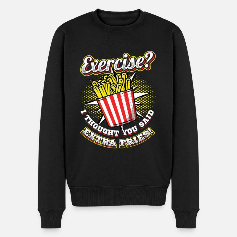 Exercise Pommes Frites - Männer Premium Bio Pullover - Schwarz