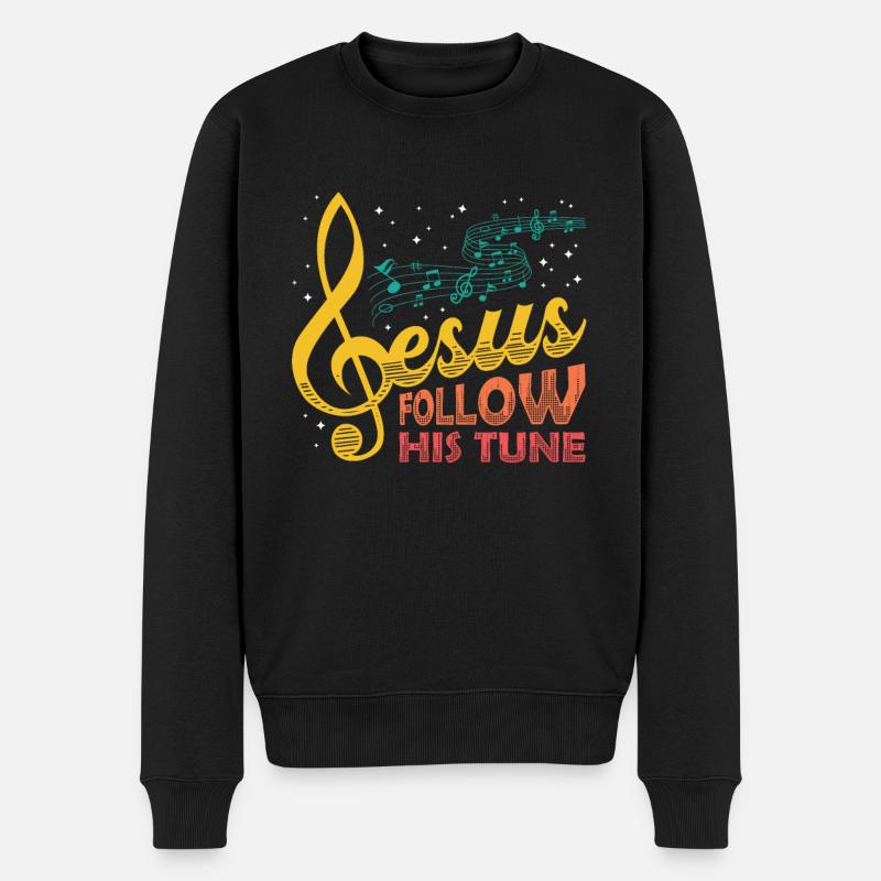 Jésus, clef, musique, religieux. - Pull Premium bio Homme - noir