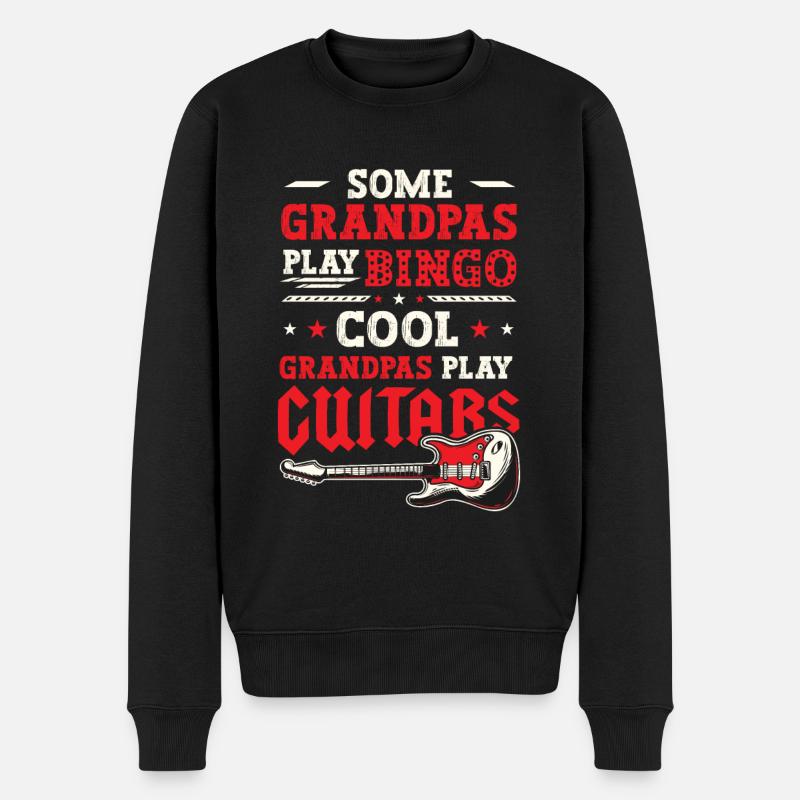 Coole Opas spielen Gitarre - Männer Premium Bio Pullover - Schwarz