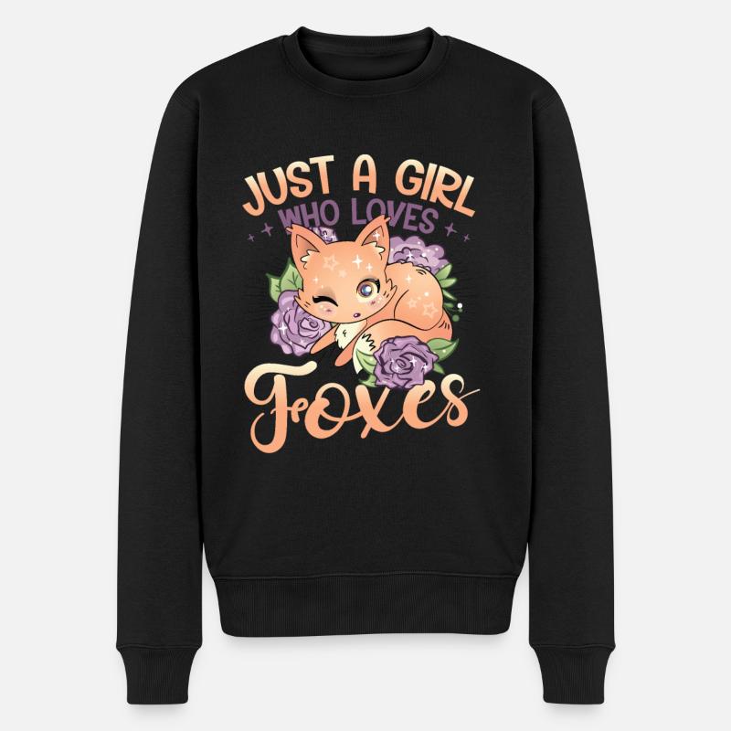 Nur ein Mädchen, das Füchse liebt - Fox Girls - Männer Premium Bio Pullover - Schwarz