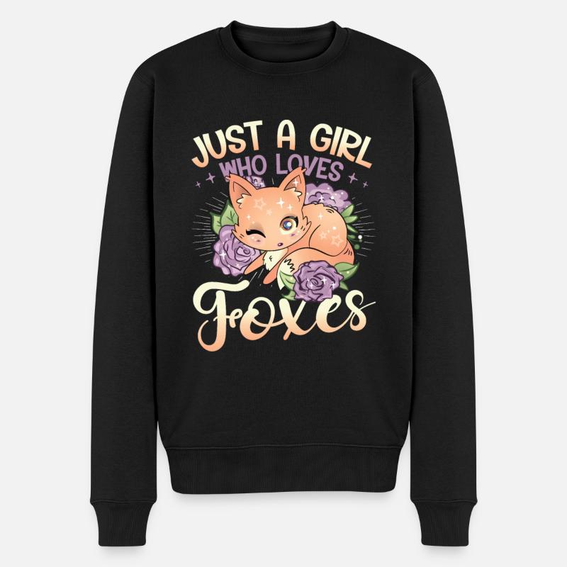 Nur ein Mädchen, das Füchse liebt - Fox Girls - Männer Premium Bio Pullover - Schwarz