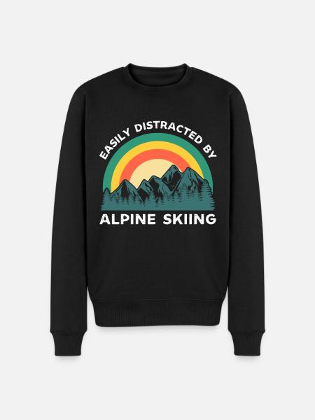 Easily distracted by Alpine skiing - Men's Premium Organic Jumper - black