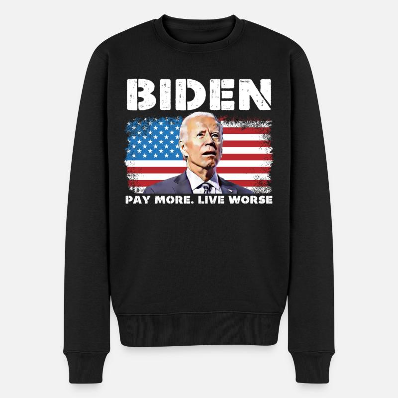 Biden paie plus vivre pire - Pull Premium bio Homme - noir