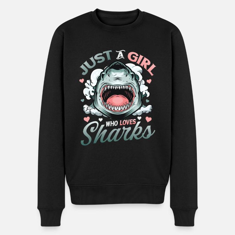 Fille qui aime les requins - Pull Premium bio Homme - noir