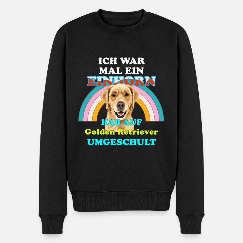 Hund Golden Retriever war Einhorn - Männer Premium Bio Pullover - Schwarz