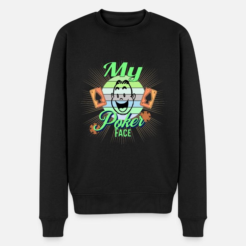 Poker Face - Männer Premium Bio Pullover - Schwarz
