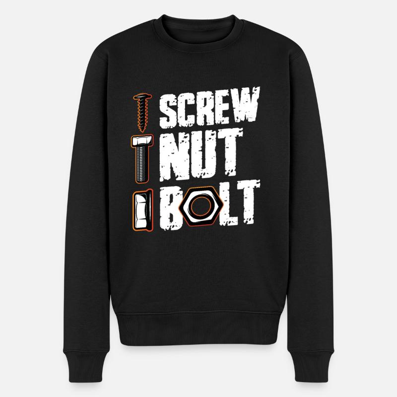 Schraubmutter-Bolzenmechaniker - Männer Premium Bio Pullover - Schwarz