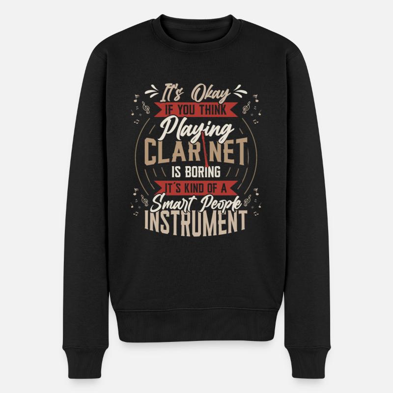 Clarinette jouant de la clarinette - Pull Premium bio Homme - noir