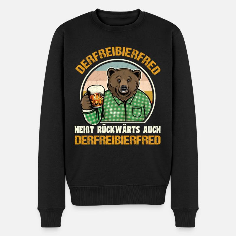 Derfreibierfred Heißt Rückwärts Auch Bier - Männer Premium Bio Pullover - Schwarz
