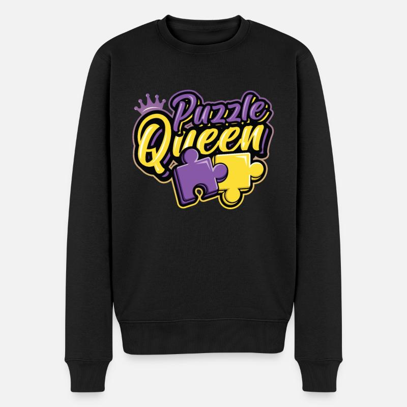 Puzzle Queen Puzzlespiel - Männer Premium Bio Pullover - Schwarz