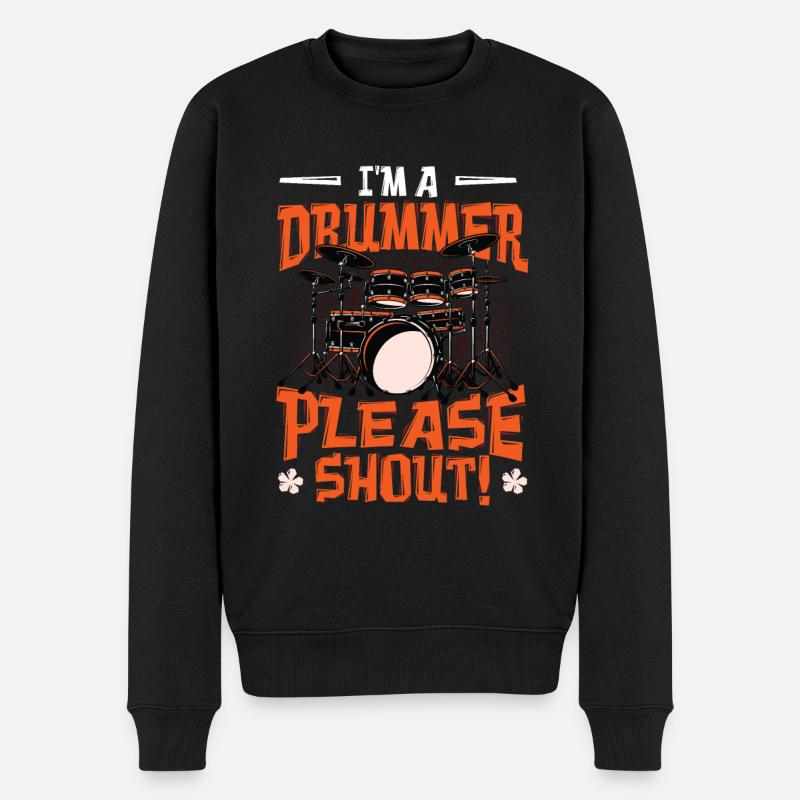 Ich Bin Ein Schlagzeuger Bitte Schreien - Männer Premium Bio Pullover - Schwarz