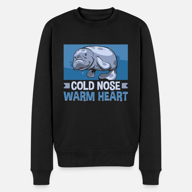 Cold Nose Warm Heart Manatee mollige Seekuh - Männer Premium Bio Pullover - Schwarz