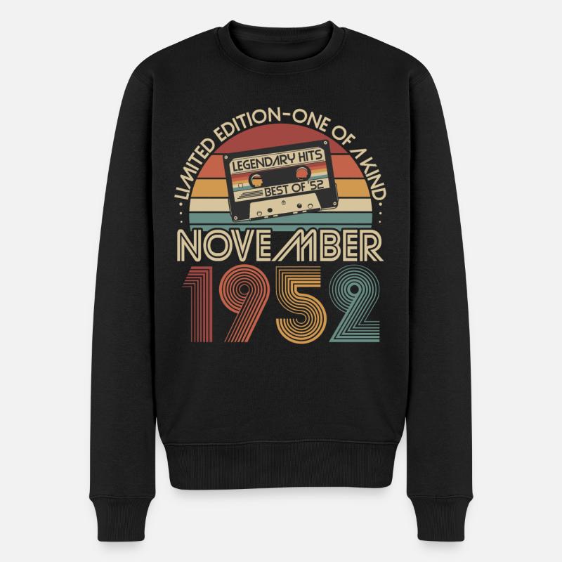 Novembre 1952 né rétro anniversaire - Pull Premium bio Homme - noir