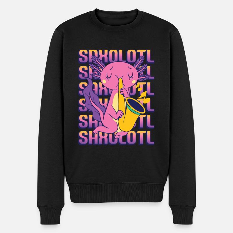 Saxolotl Axolotl joue du saxophone. - Pull Premium bio Homme - noir