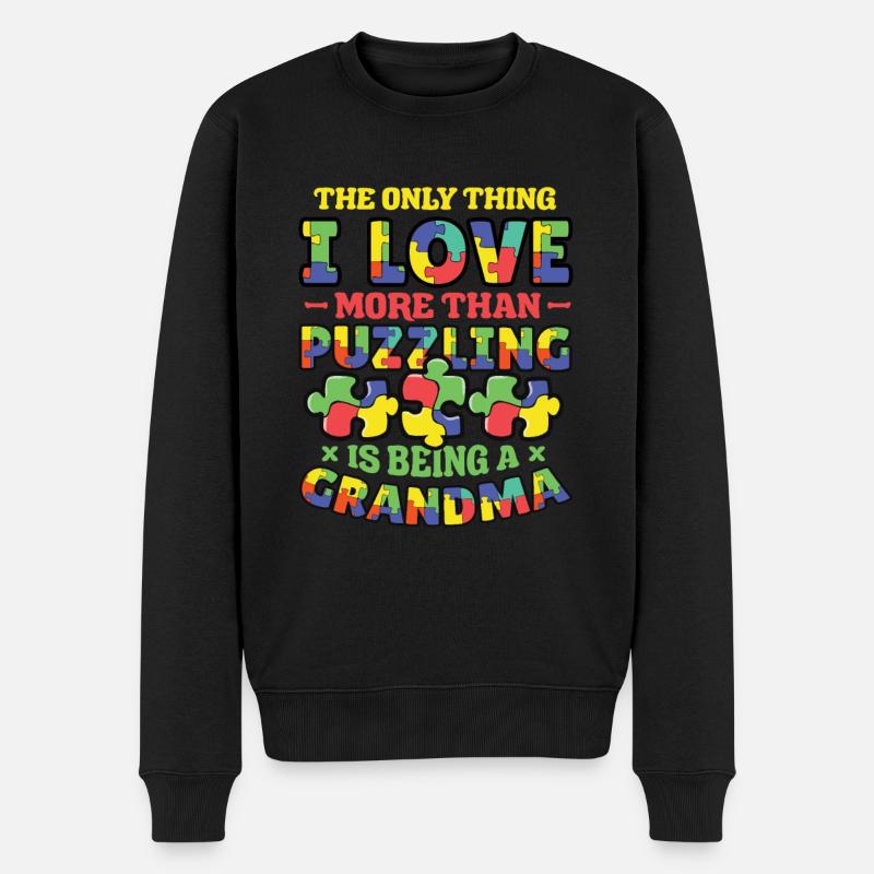 Puzzle-liebhaber Oma, Puzzeln. - Männer Premium Bio Pullover - Schwarz