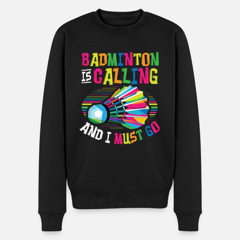 Badminton Ruft Badminton - Männer Premium Bio Pullover - Schwarz