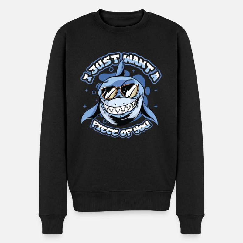 Ich Will Nur Ein Stück Von Dir, Hai - Männer Premium Bio Pullover - Schwarz