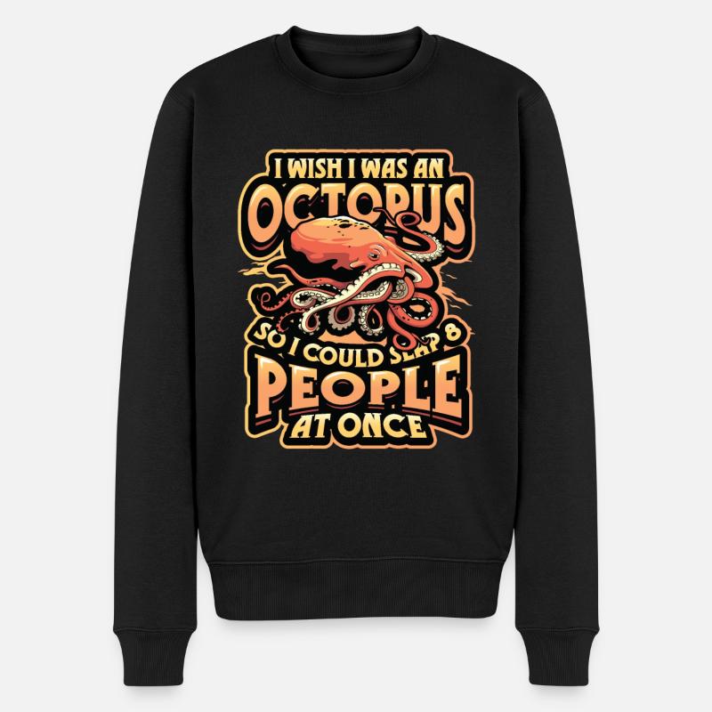 Slap 8 Menschen Auf Einmal Octopi Funny Octopus - Männer Premium Bio Pullover - Schwarz