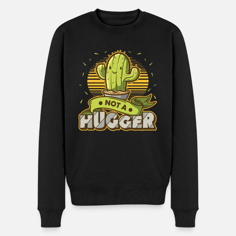 Kein Umarmungskaktus - Männer Premium Bio Pullover - Schwarz