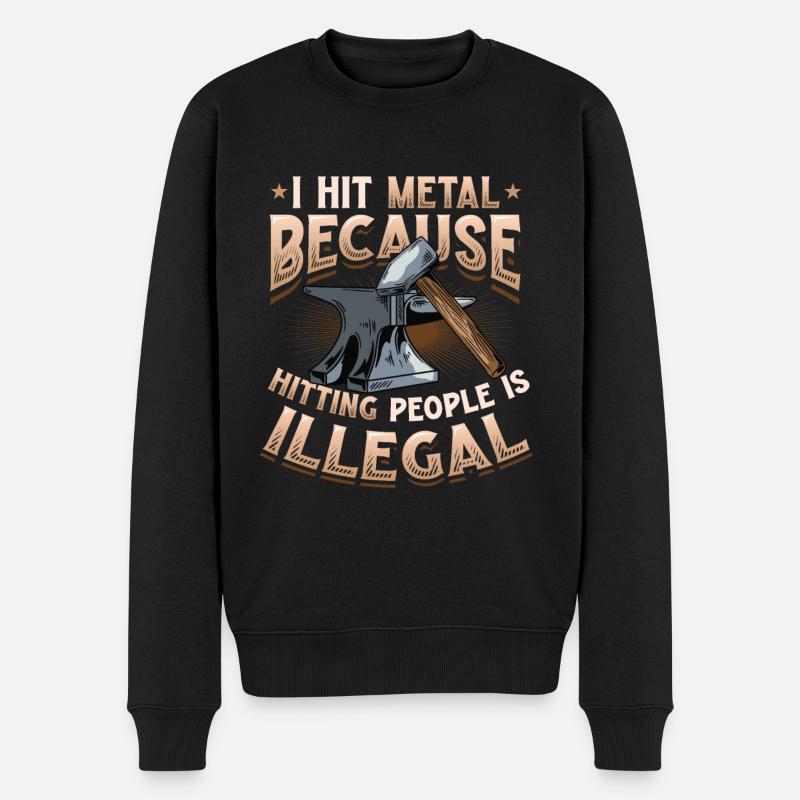 Hit Metal Blacksmith - Männer Premium Bio Pullover - Schwarz
