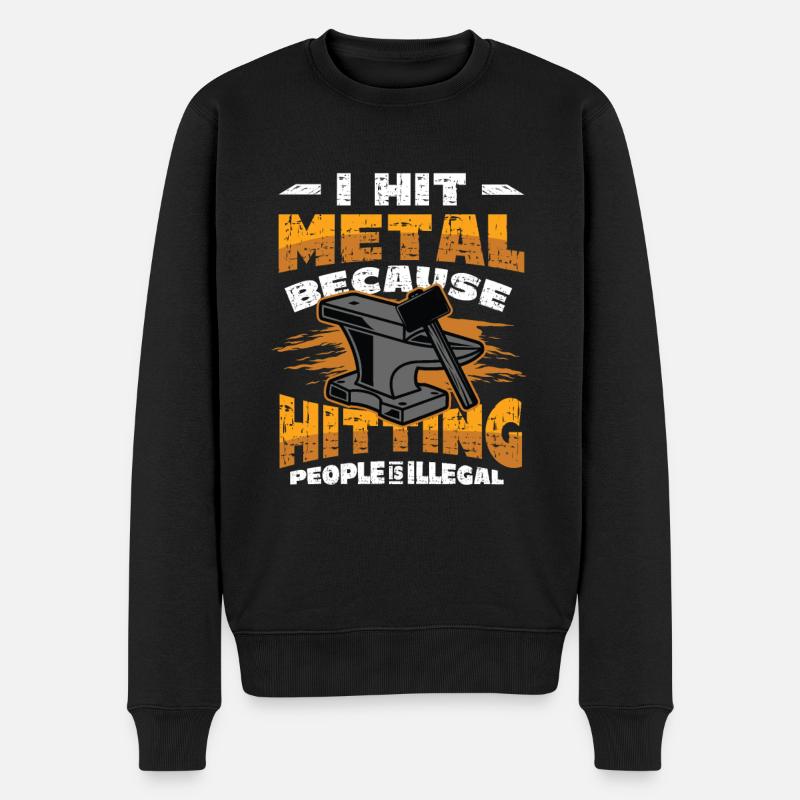Hit Metal Blacksmith - Männer Premium Bio Pullover - Schwarz