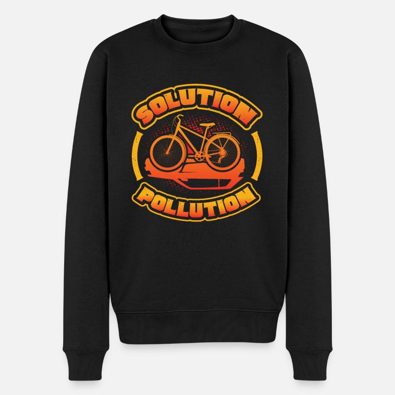 Polution Solution, Umweltschutz, Radfahren - Männer Premium Bio Pullover - Schwarz