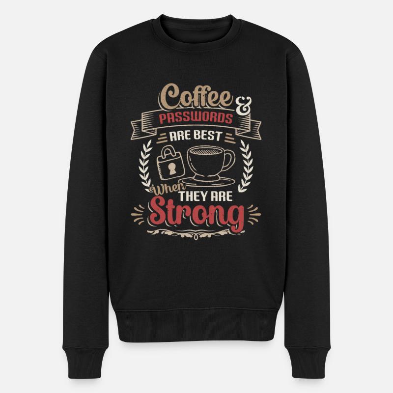 Kaffee, Passwort - Männer Premium Bio Pullover - Schwarz
