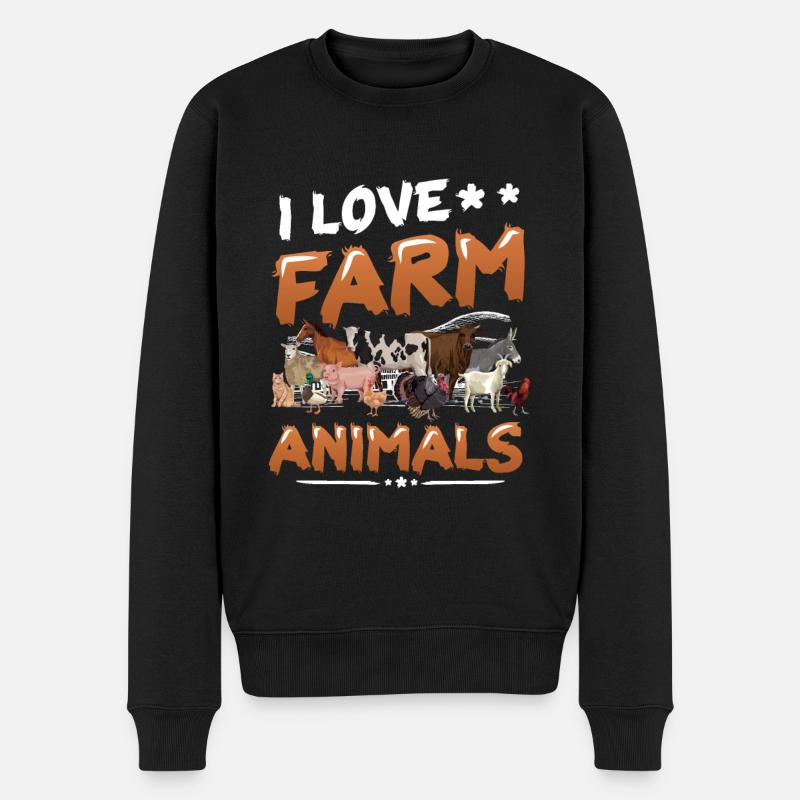 Ich Liebe Bauernhoftiere, Kinderbauernhof - Männer Premium Bio Pullover - Schwarz