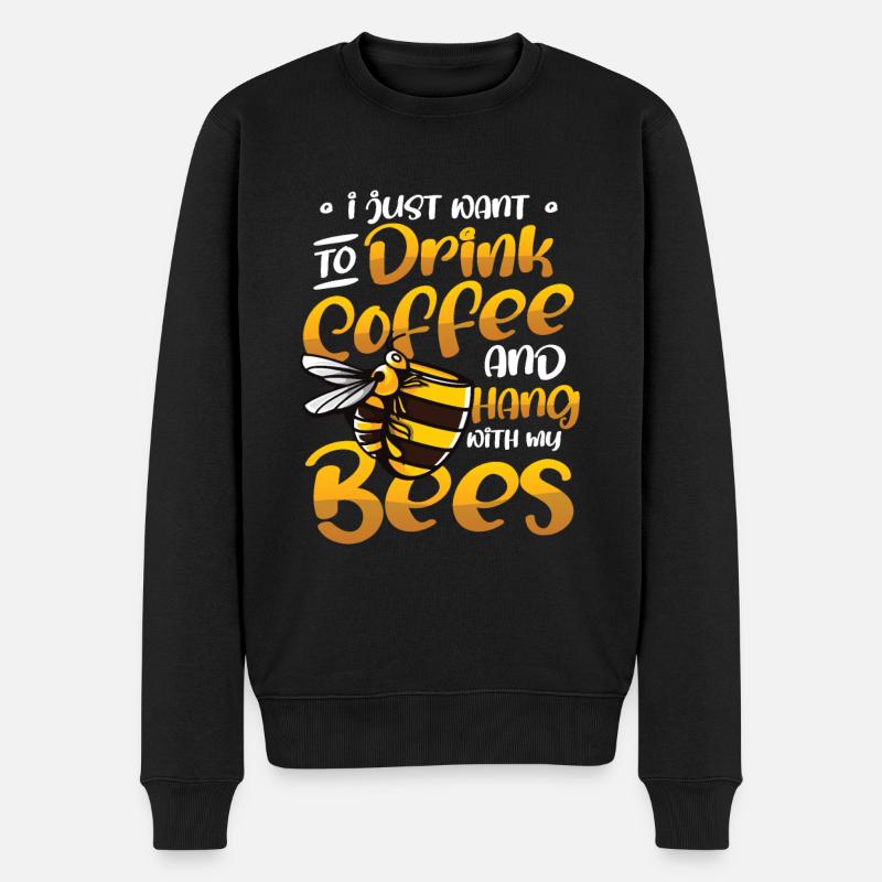Ich Will Nur Kaffee Trinken Und Mit Bienen hängen - Männer Premium Bio Pullover - Schwarz