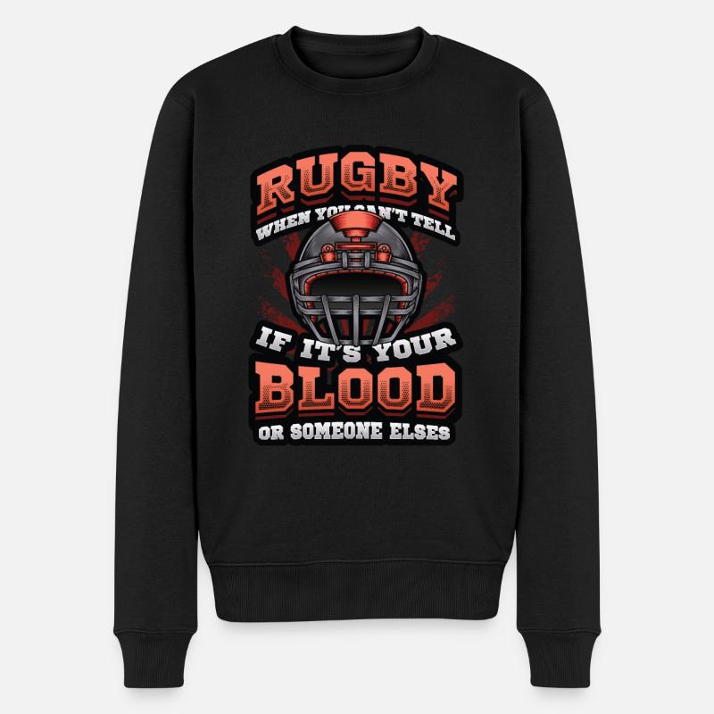 Lustiger Rugbyspieler - Männer Premium Bio Pullover - Schwarz